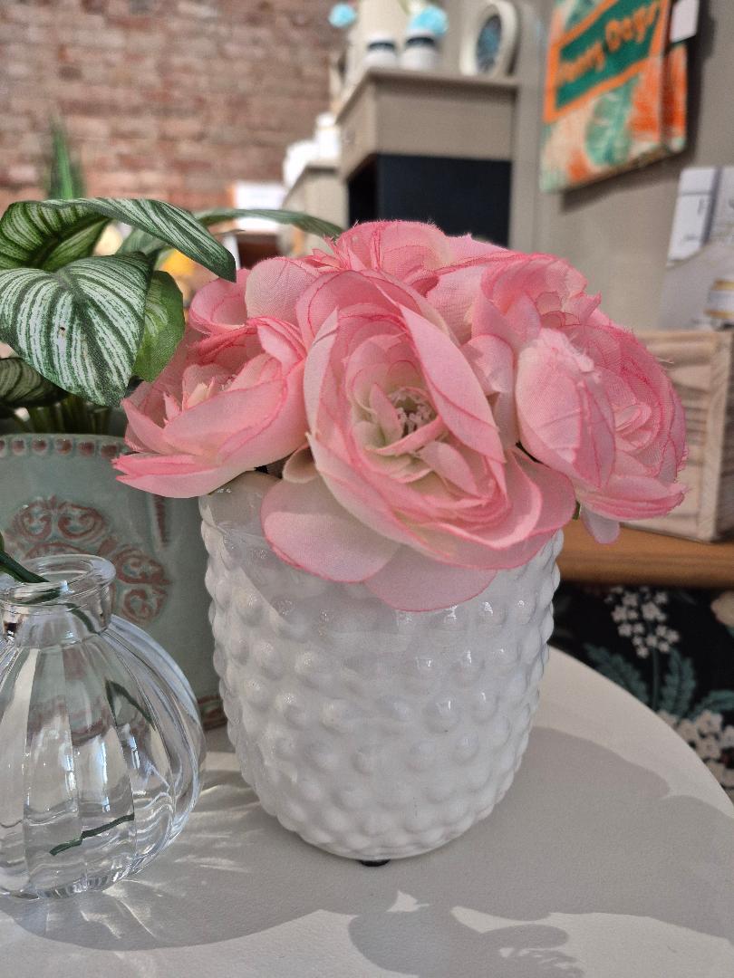 Pink garden flower vase