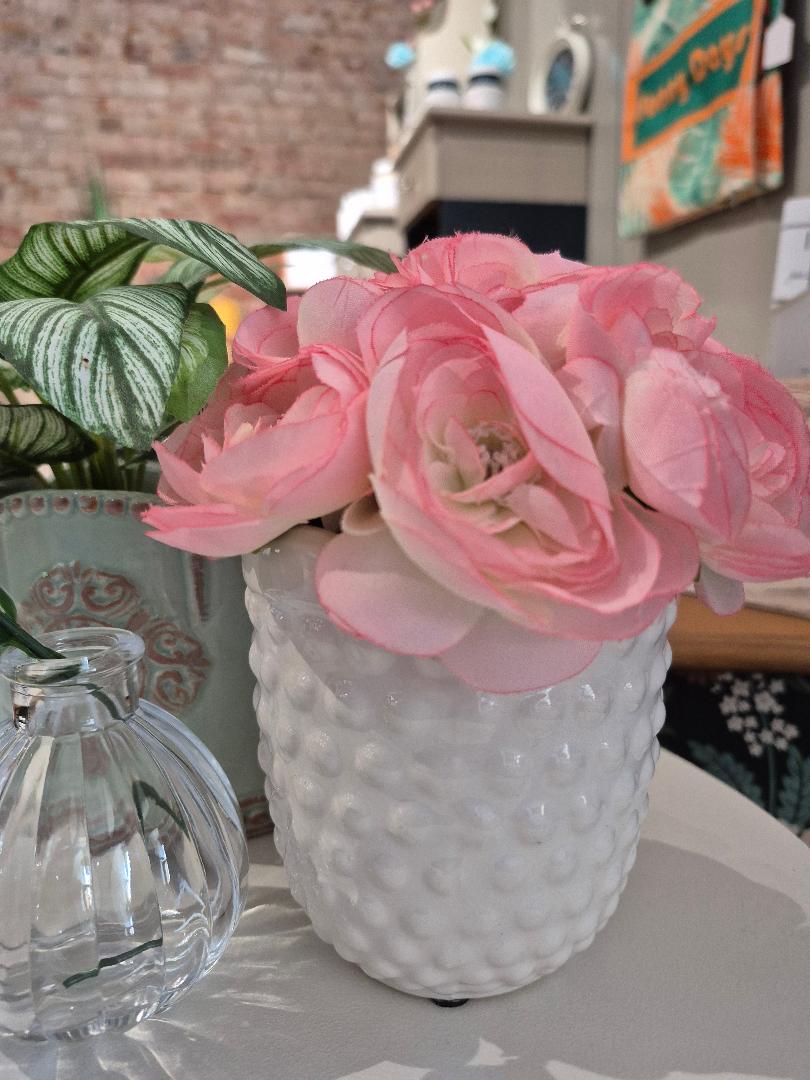Pink garden flower vase